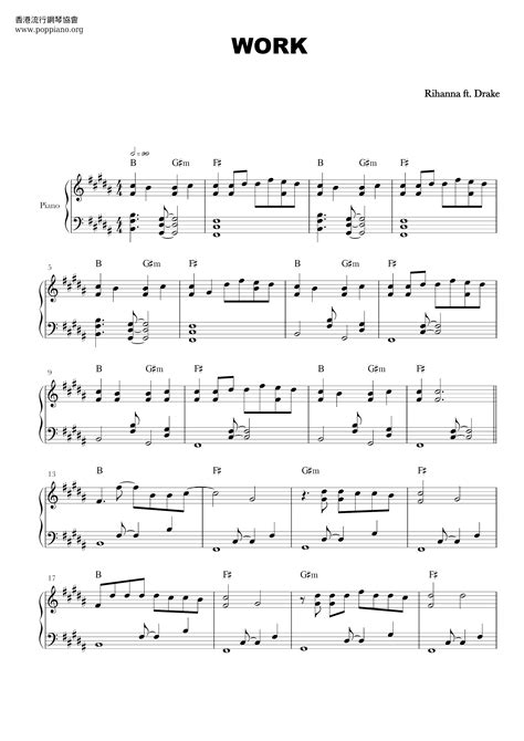 Rihanna Work Sheet Music Pdf Free Score Download ★