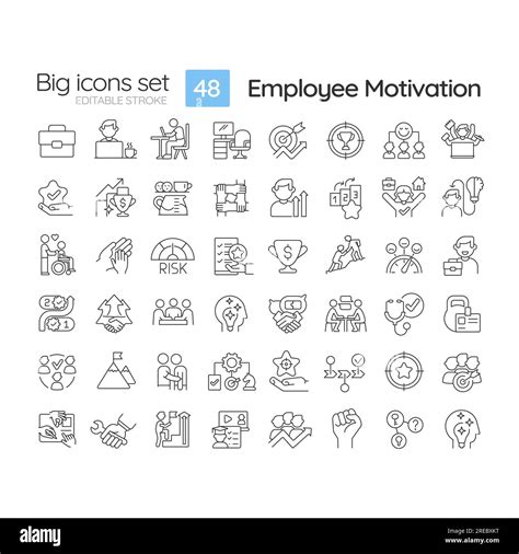 Employee Motivation Linear Icons Set Stock Vector Image Art Alamy