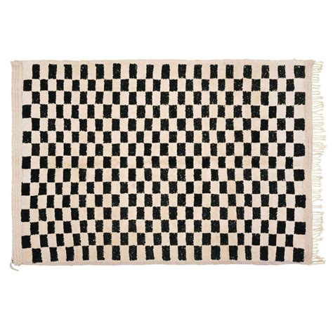 Checkered Wool Rug Black & White - Balancer