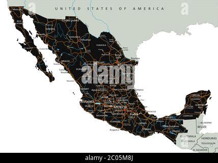 High Detailed Texas Road Map With Labeling Stock Vector Image Art Alamy