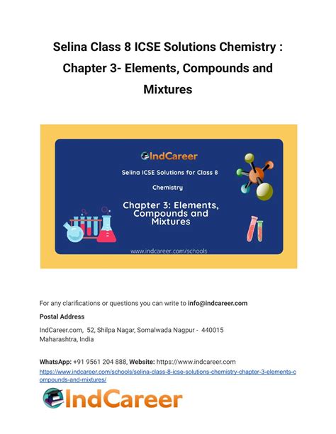 Selina Class 8 Icse Solutions Chemistry Chapter 3 Elements Compounds And Mixtures