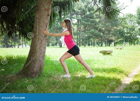 Woman Stretching Her Legs Stock Image Image Of Person 48539087