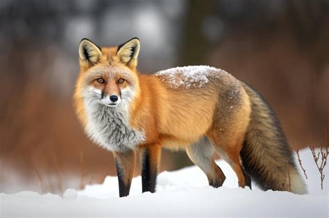 Premium AI Image | Red fox Vulpes vulpes in the snow and natural winter ...