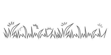 Grass doodle sketch style set. Hand drawn grass field doodle lines ...