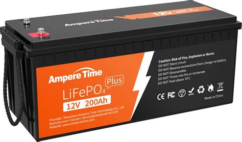 Ampere Time LiFePO4 200Ah Plus 12V Lithium Batterie Eingebautes 200A