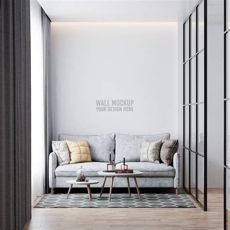 Free PSD Interior Living Room Wall Mockup