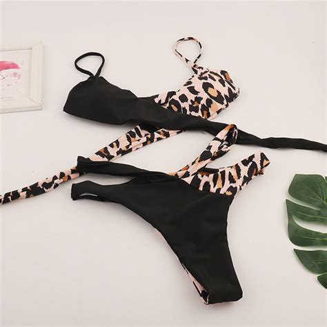 Buy Women S Fashion Sexy Split Swimsuit Two Color Cross Bikini Beach