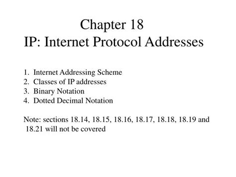 Ppt Chapter Ip Internet Protocol Addresses Powerpoint