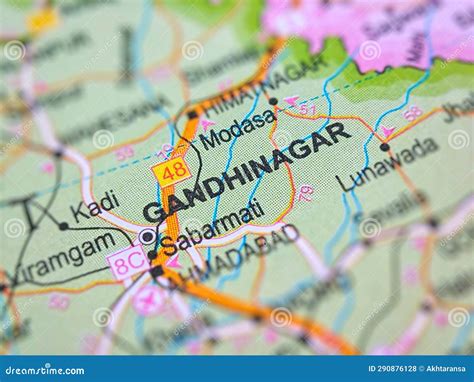 Gandhinagar on a Map of India with Blur Effect Stock Photo - Image of ...