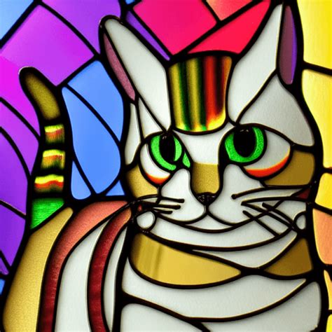 Vitrail Tabby Cat Rainbow Background 3d · Creative Fabrica