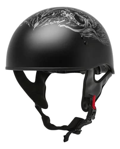 Casco Gmax Hh Half Ghost rip Naked Negro Mate plata Sm Envío gratis
