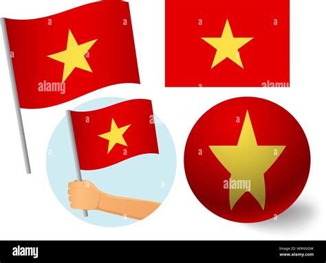 Vietnam Flag Icon Set National Flag Of Vietnam Vector Illustration