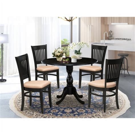 East West Furniture Dublin Piece Wood Dining Set With Linen Seat In