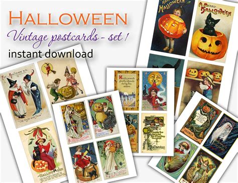 Vintage Halloween Postcards Printable Set 1 Instant Download - Etsy