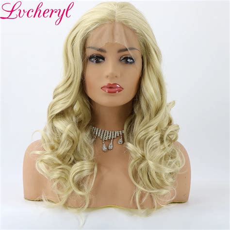 Lvcheryl Hand Tied Short Blonde Natural Wave Heat Resistant Hair Wigs