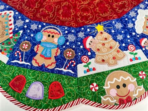 ITH Gingerbread Tree Skirt Machine Embroidery Designs By JuJu