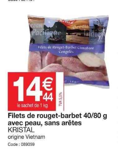 Promo Filets De Rouget Barbet G Avec Peau Sans Ar Tes Kristal