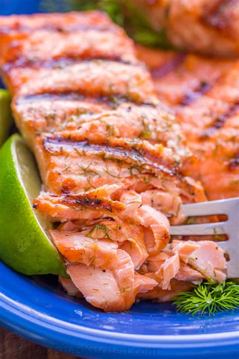 Grilled Salmon with Garlic Lime Butter (VIDEO) - NatashasKitchen.com