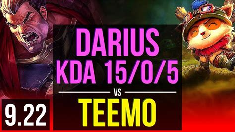 Darius Vs Teemo Top Kda 1505 1500 Games 3 Early Solo Kills