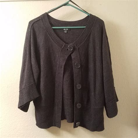 Dark Gray Button Up Cardigan Super Cute 3 4 Length Depop