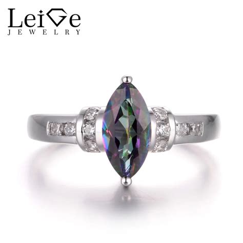 Leige Jewelry Real Mystic Topaz Rings Rainbow Topaz Rings Anniversary