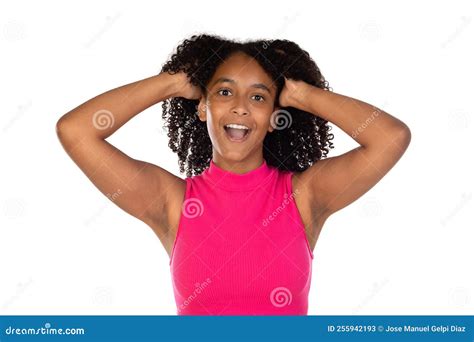 Surprised Teenager Girl On Brick Wall Background Royalty Free Stock