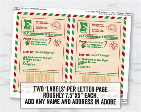 Printable Christmas Elf Shipping Label Christmas Elf Parcel - Etsy