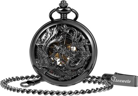 Amazon TREEWETO Men S Mechanical Skeleton Pocket Watch Phoenix