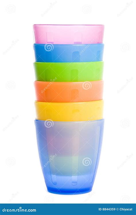 Colorful Kids Plastic Cups Stock Image Image Of Plastic 8844359