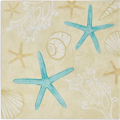 Amazon Starfish And Seashells Cocktail Beverage Napkins