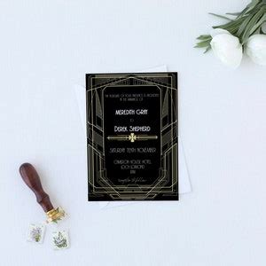 Black Gold Gatsby Wedding Invitation Suite Art Deco Wedding