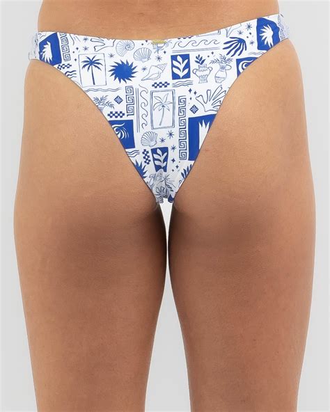 Shop Topanga Euro Summer High Cut Bikini Bottom In White Blue Fast