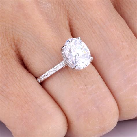 2 5 Carats Big Oval Cz Wedding Engagement Ring Cubic Etsy