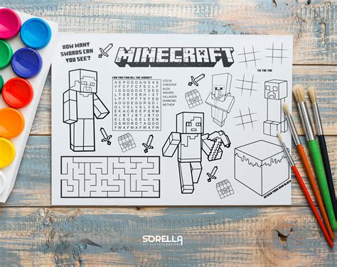 Printable Minecraft Activity Sheet Placemat Etsy Australia