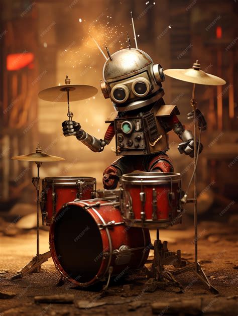 Premium Ai Image A Robot Playing A Drum Set