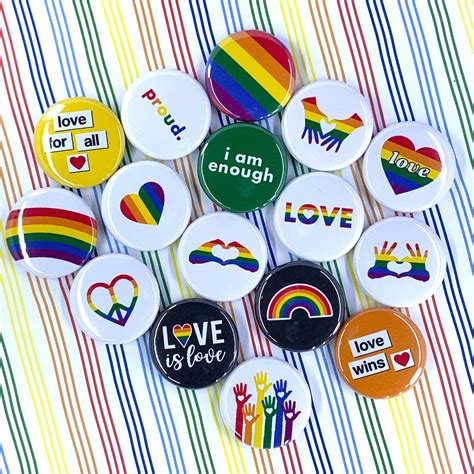 Mega Pride Buttons Set Of 16 Lgbtq Flair Pin Badge Magnet Etsy