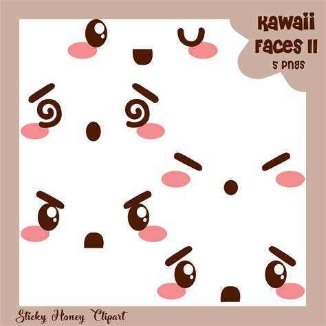 Kawaii Faces Clipart Faces Clipart Cute Faces Clipart - Etsy