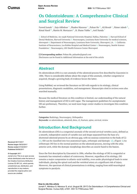 (PDF) Os Odontoideum: A Comprehensive Clinical and Surgical Review