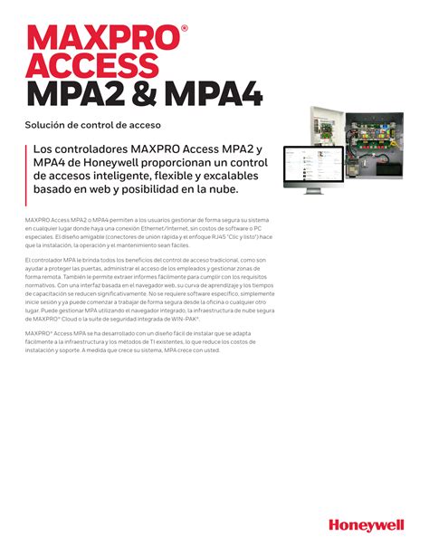 Honeywell Mpa2 Access Control Panel Owners Manual