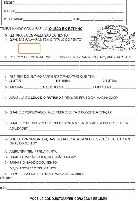 Interpretação De Texto 3 Ano Fabula - Atividades com fabulas e interpretação de texto para o 3 ano do ensino ...