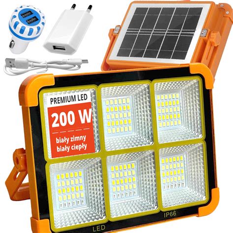 Halogen Solarny W Przeno Ny Roboczy Budowlany Lampa Usb Powerbank