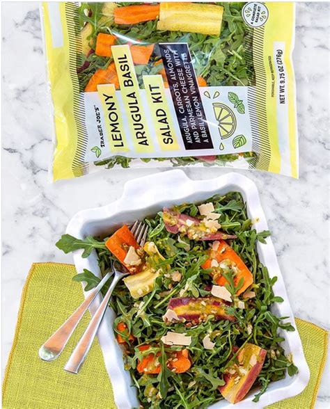 Trader Joes Lemony Arugula Basil Salad Kit Salad Kits Trader Joes