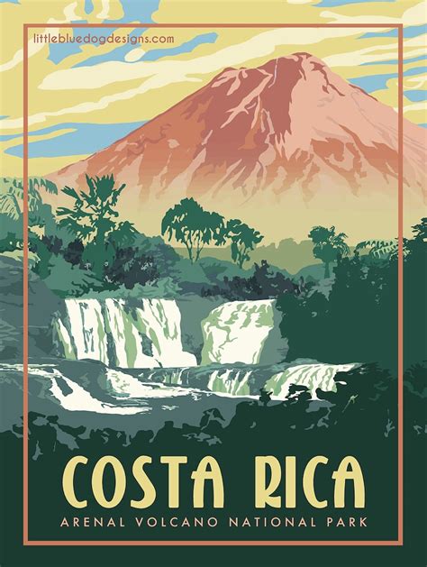 Costa Rica Arenal Volcano Vintage Travel Poster Etsy Uk