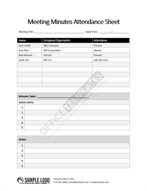 24 Free Meeting Attendance Sheet Templates For Ms Word