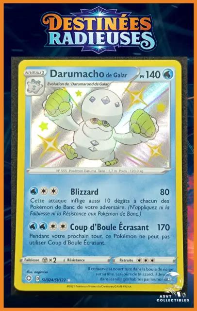 CARTE POKÉMON DARUMACHO De Galar SV024 SV122 EB4 5 Destinées Radieuses