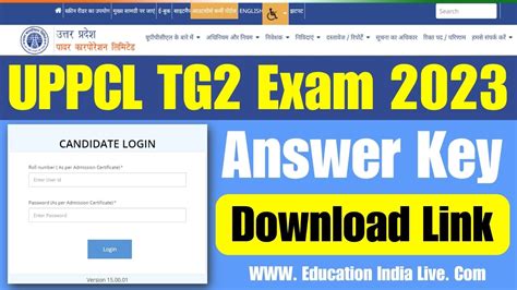 Uppcl Tg2 Answer Key 2023 Check Education India