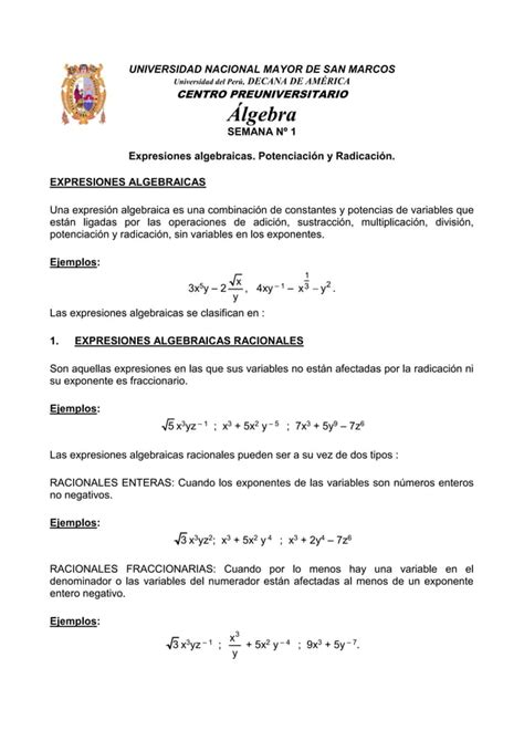 Teoría Y Problemas Resueltos De Algebra Cepre Unmsm Ccesa007 Pdf