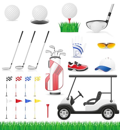 Establecer Los Iconos De Golf Vector Premium