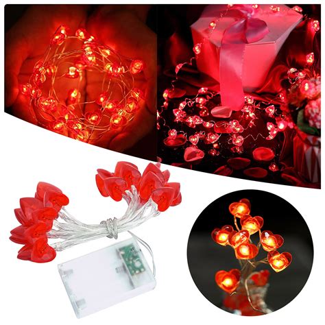 Valentine's Day Red Hearts Mini String Lights - 118.1IN 30LED Battery Operated Mini Lights For ...