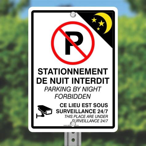 Affiche De Stationnement Bilingue Stationnement De Nuit Interdit Ce